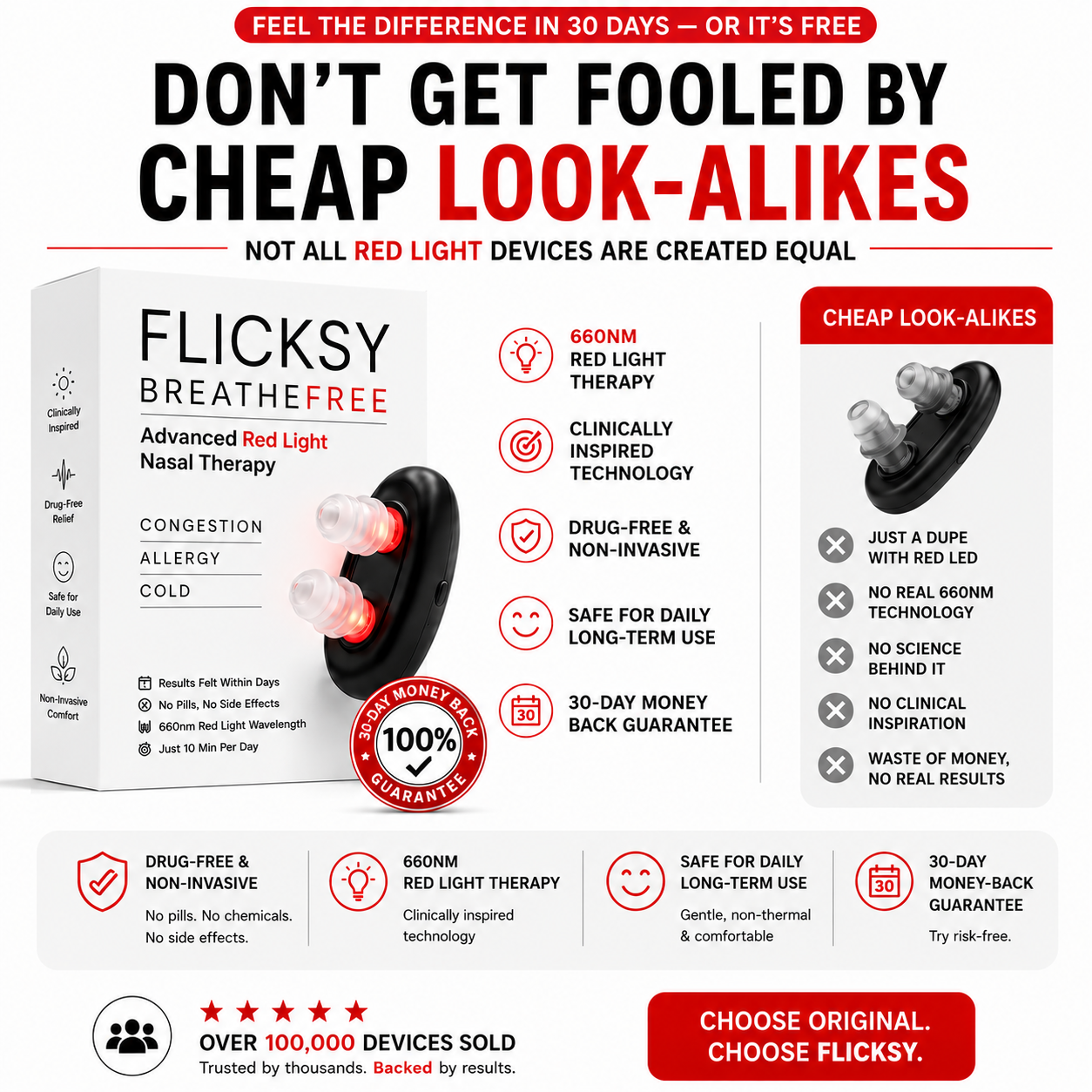 Flicksy BreatheFree Red Light Nasal Therapy Kit
