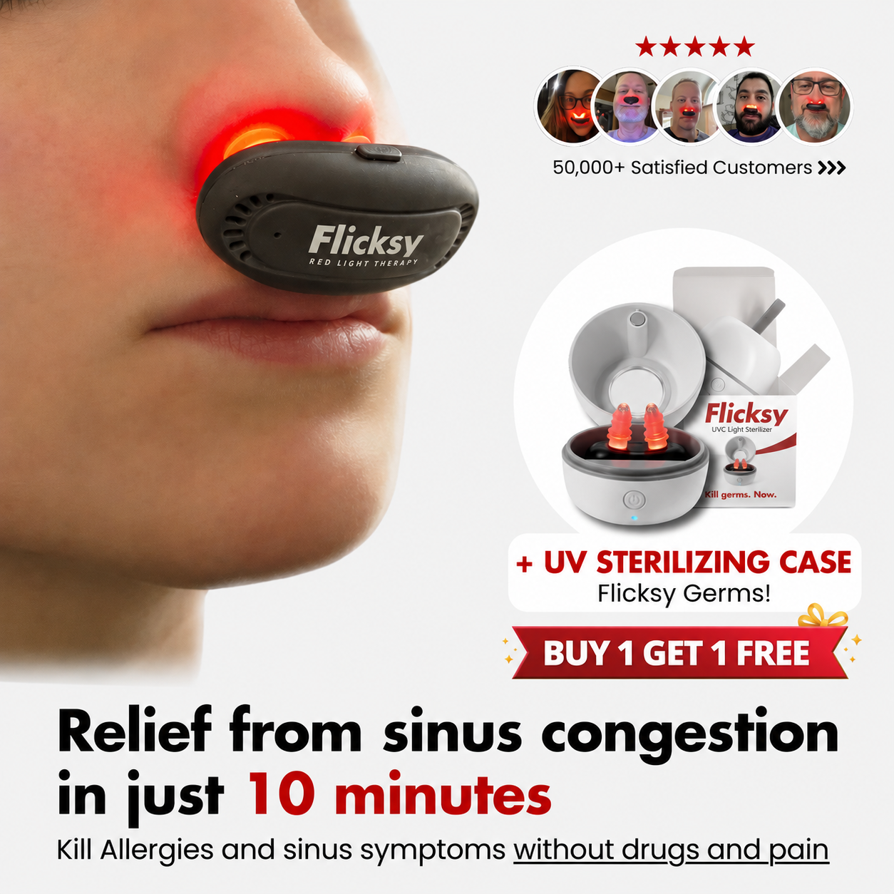 Flicksy BreatheFree Red Light Nasal Therapy Kit
